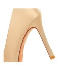 Champagne Satin Rhinestone Bow Pointed-Toe Slip-On High Heels