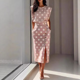 Fashion Women’s Printed Sleeveless Top and Slit Maxi Skirt Set
