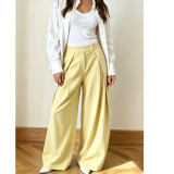 High-Waisted Pleated Casual Wide-Leg Trousers