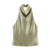 Satin Halter Neck Top for Fashion-Forward Women