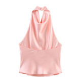 Satin Halter Neck Top for Fashion-Forward Women