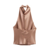 Satin Halter Neck Top for Fashion-Forward Women
