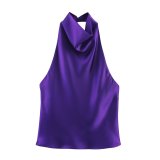 Satin Halter Neck Top for Fashion-Forward Women