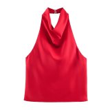 Satin Halter Neck Top for Fashion-Forward Women