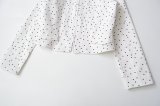 Long Sleeve Round Neck Polka Dot Waist-Cinched Jacket