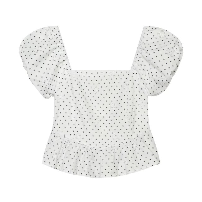 Trendy Printed Hollow Embroidered Top