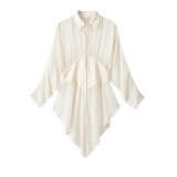 Batwing Long Sleeve Chiffon Waist-Cinched Shirt