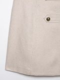 Stand Collar Napoleon Style Linen Mini Dress