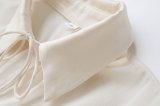 Batwing Long Sleeve Chiffon Waist-Cinched Shirt