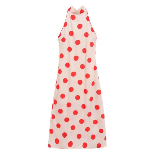 Polka Dot Halter Neck Midi Dress