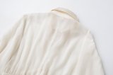 Batwing Long Sleeve Chiffon Waist-Cinched Shirt
