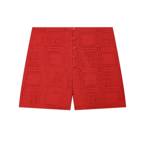 Trendy Knot-Detail Textured Lace Top & Lace Casual Shorts Set