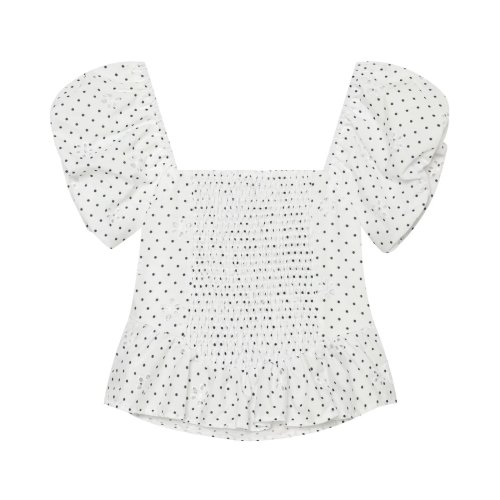 Trendy Printed Hollow Embroidered Top
