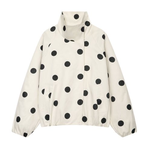 Trendy Polka Dot Bomber Jacket