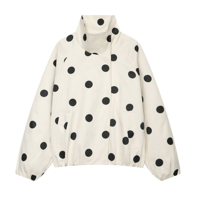 Trendy Polka Dot Bomber Jacket