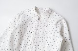 Long Sleeve Round Neck Polka Dot Waist-Cinched Jacket