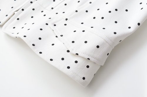 Long Sleeve Round Neck Polka Dot Waist-Cinched Jacket