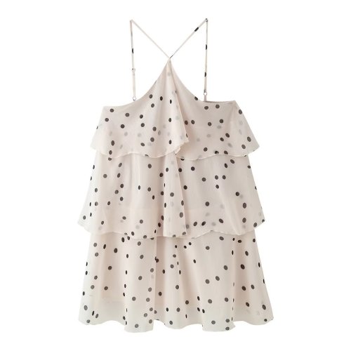 Romantic Polka Dot Halter Cake Dress