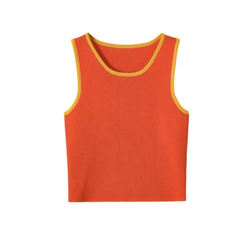 Sleeveless Round Neck Color-Block Knit Top