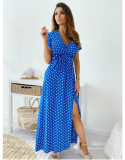 Short Sleeve V-Neck Low-Cut Printed Polka Dot Dress