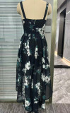 Strappy V-Neck Waist-Cinching High Slit Maxi Dress