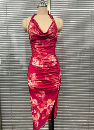 Strappy Backless Printed Dress