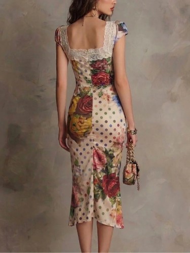 Vintage Floral Bodycon Dress