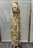 Halter Neck Printed Maxi Dress