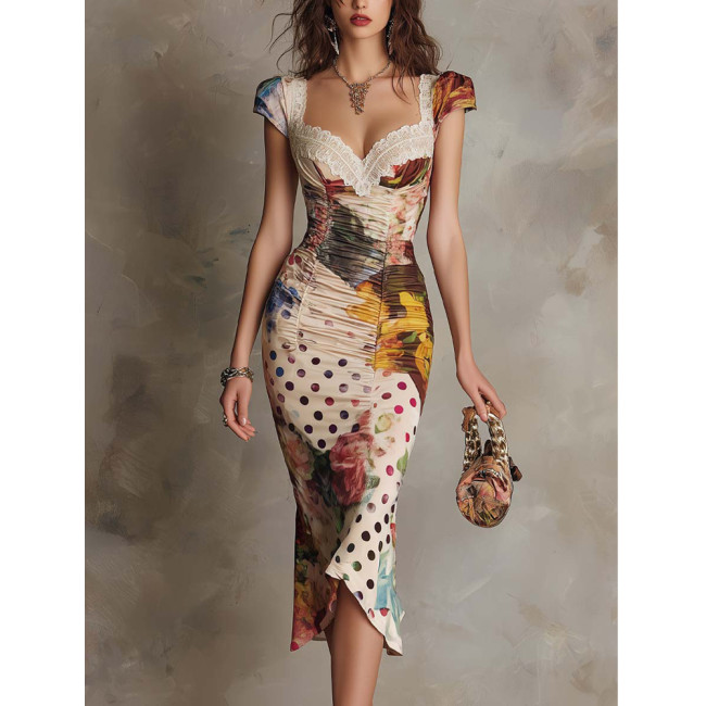 Vintage Floral Bodycon Dress