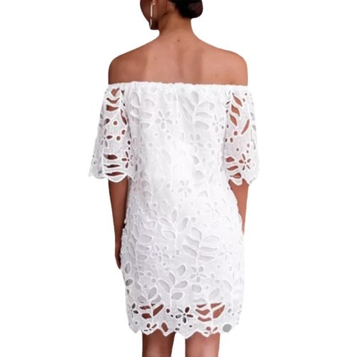 Lace Trim Mid-Sleeve Work Dress