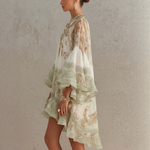Chic Floral Ruffle Hem Dress