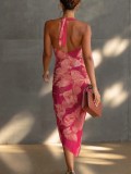 Strappy Backless Printed Dress