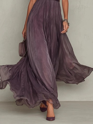 V-Neck Waist-Tie Ruffled Elegant Dress