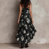 Strappy V-Neck Waist-Cinching High Slit Maxi Dress