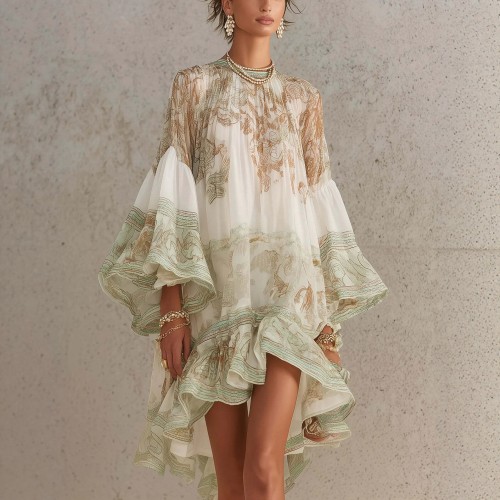 Chic Floral Ruffle Hem Dress
