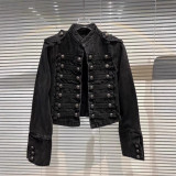 Slim Fit Stand Collar Long Sleeve Denim Jacket