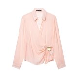 Tie-Belt Ring Detail Waist-Defined Shirt