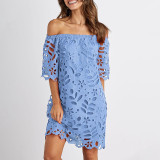 Lace Trim Mid-Sleeve Work Dress