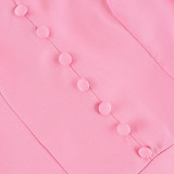 High-Neck Puff Sleeve High-Waisted Dress