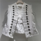 Vintage European Court Style Slim-Fit Sleeveless Denim Vest