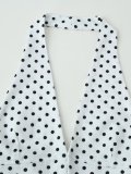 Stretchy Polka Dot Backless Halter Neck Top and Flared Pants Two-Piece Set
