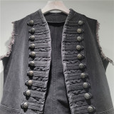Vintage European Court Style Slim-Fit Sleeveless Denim Vest