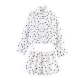Trendy Polka Dot Balloon Sleeve Jacket and Shorts Set