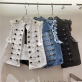 Versatile Short Denim Sleeveless Vest