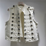 Chic Metal Buckle Sleeveless Stand Collar Vest for Women