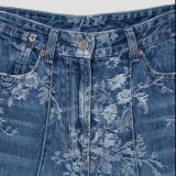 Stylish Blue Printed Denim Flared Pants