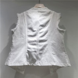 Vintage European Court Style Slim-Fit Sleeveless Denim Vest