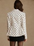 Polka Dot Printed Waist-Cinching Peplum Blazer