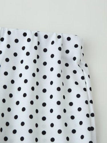 Stretchy Polka Dot Backless Halter Neck Top and Flared Pants Two-Piece Set