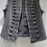 Vintage European Court Style Slim-Fit Sleeveless Denim Vest